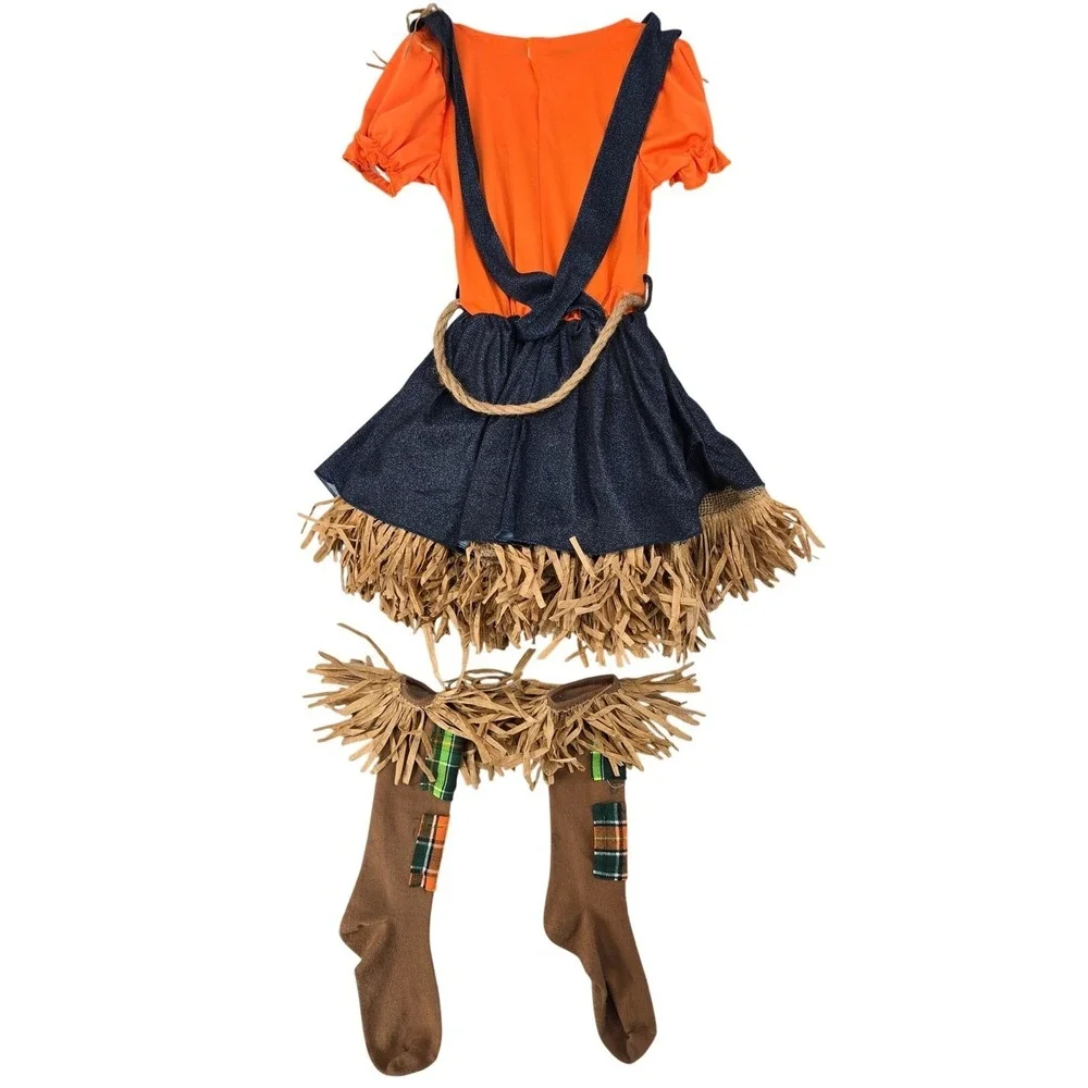 Scarecrow Costume Girls Size 6-6X  Fall Patchwork Halloween‎ Rustic Dress up